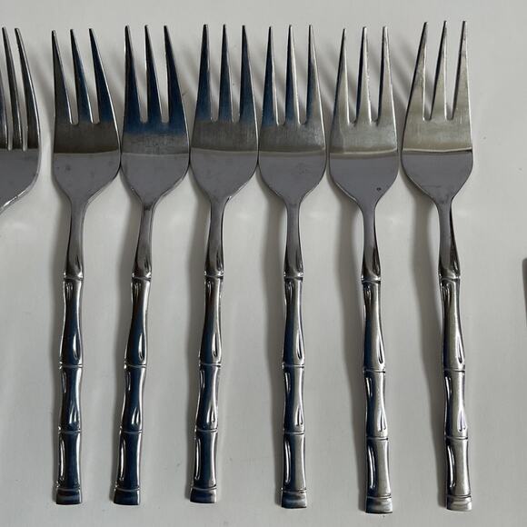 EXF8 by Excel Stainless, Korea, Glossy, Bamboo Handle silverware 25pc set MCM - Picture 5 of 16